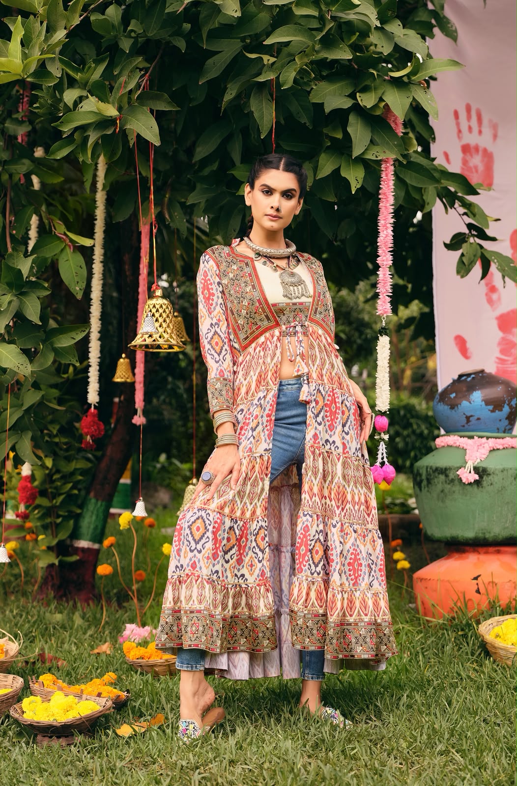 Indigo Heritage Tiered Maxi Jacket - Image 2