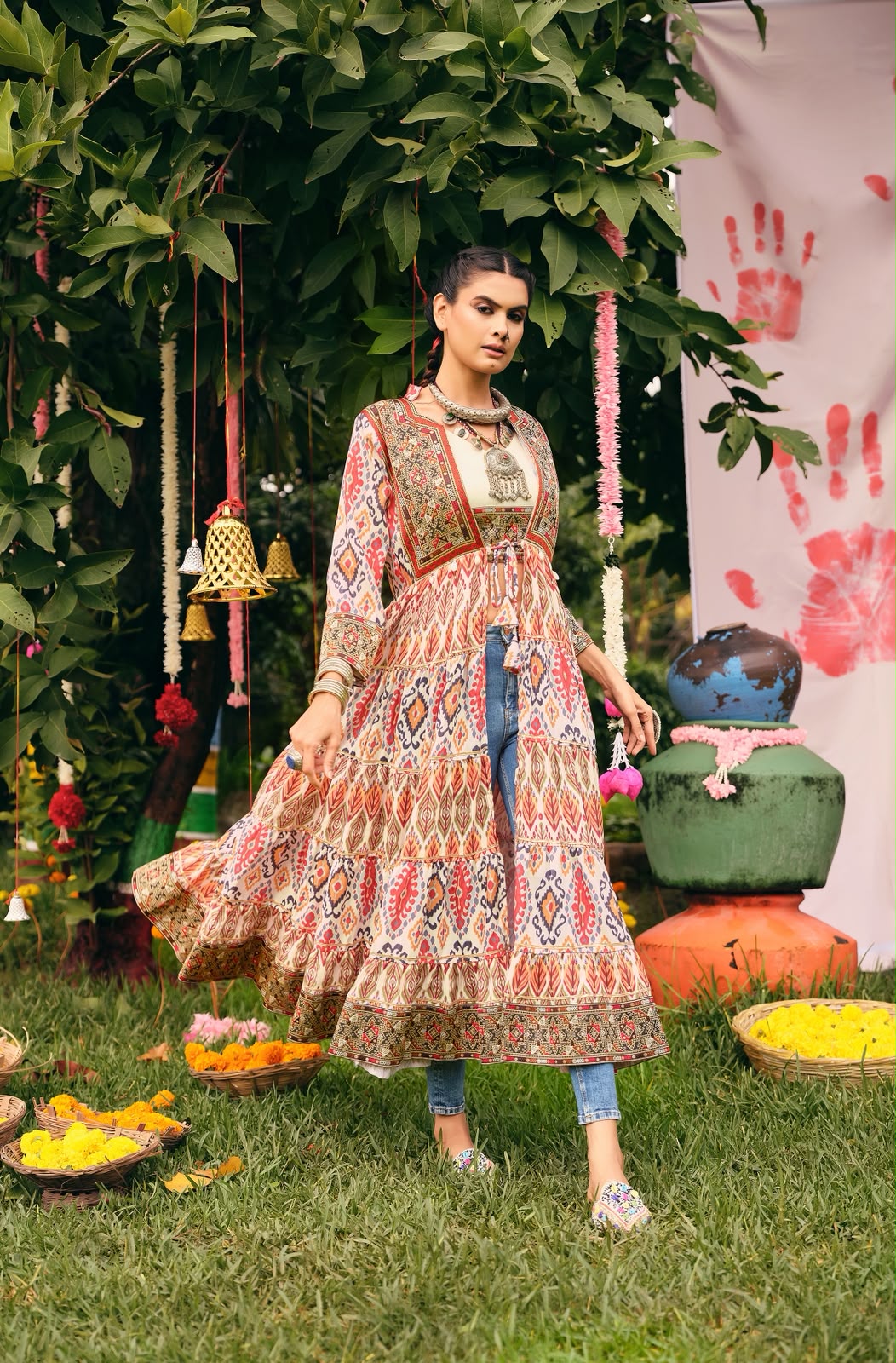 Indigo Heritage Tiered Maxi Jacket - Image 3