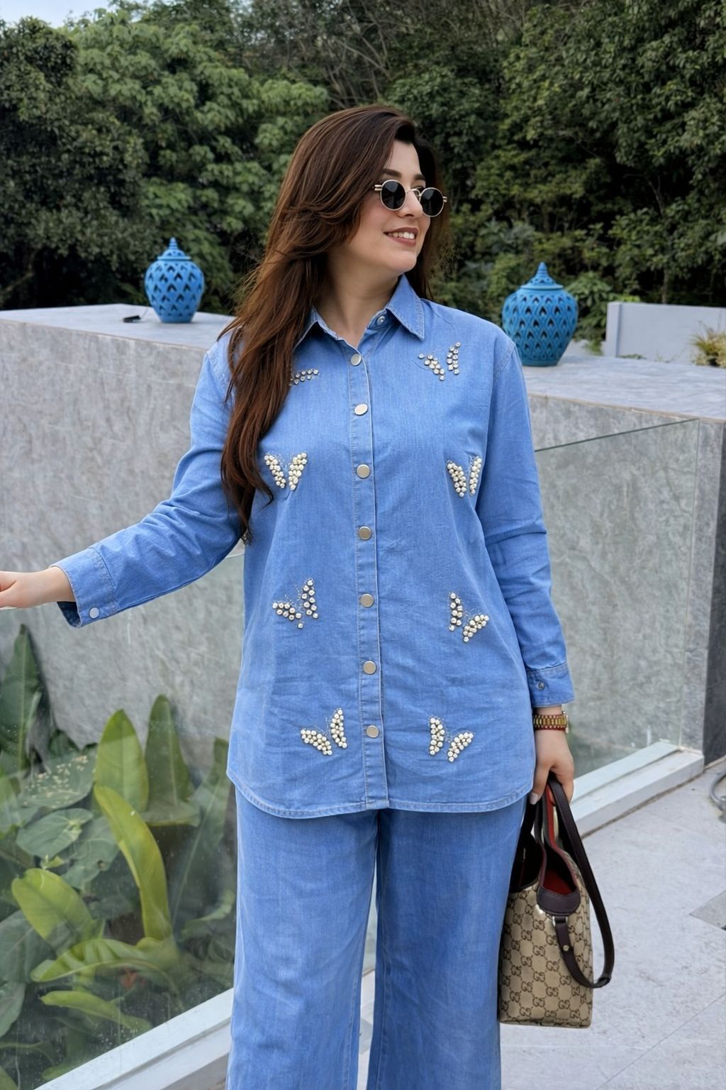 Pearl Butterfly kissed Denim Co-ord set - Image 3