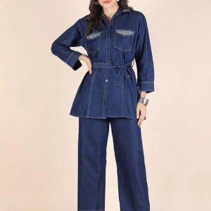 Embellished Pocket Denim Co-Ord Set