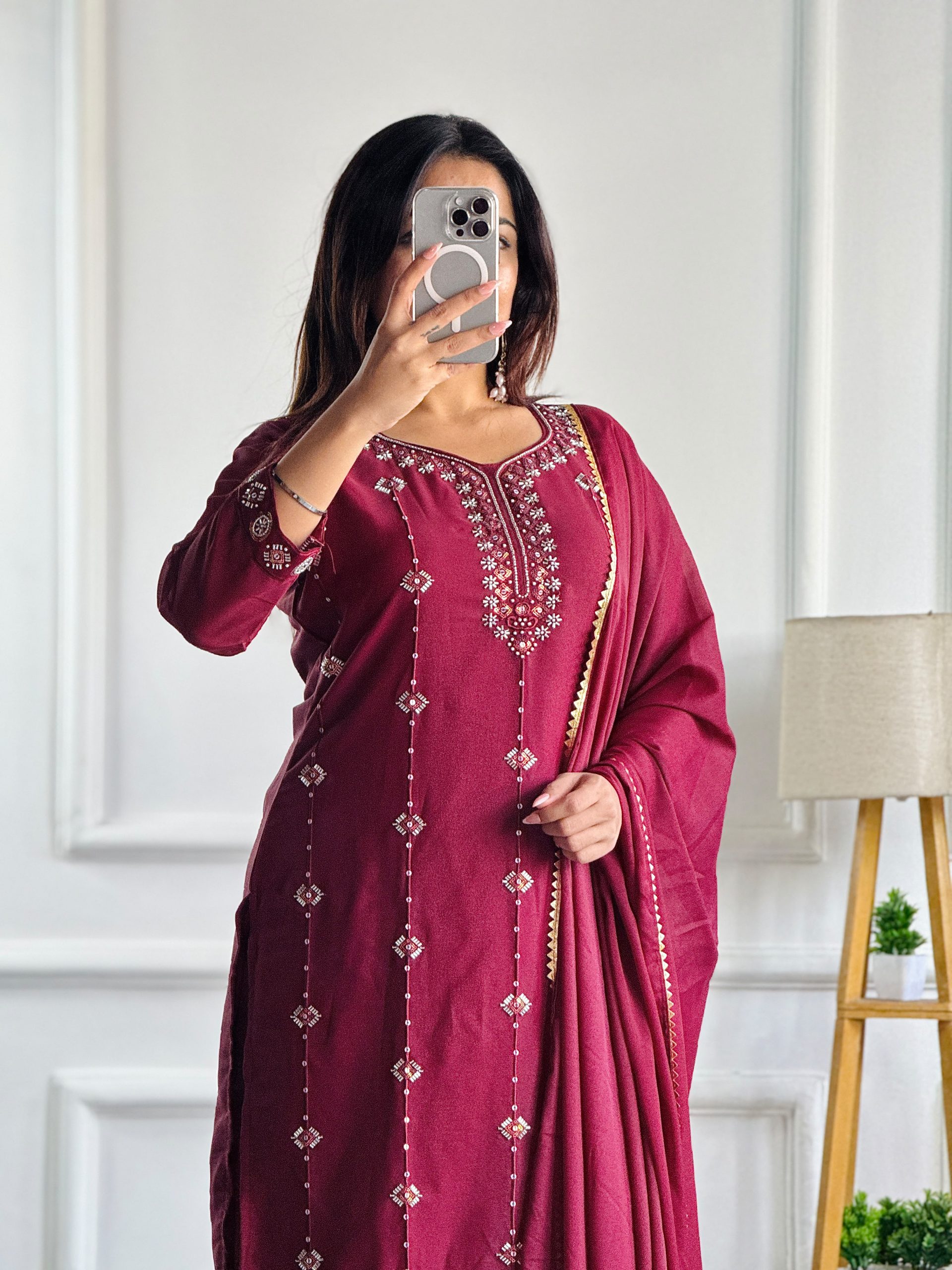 Red Embroidered Suit - Image 2