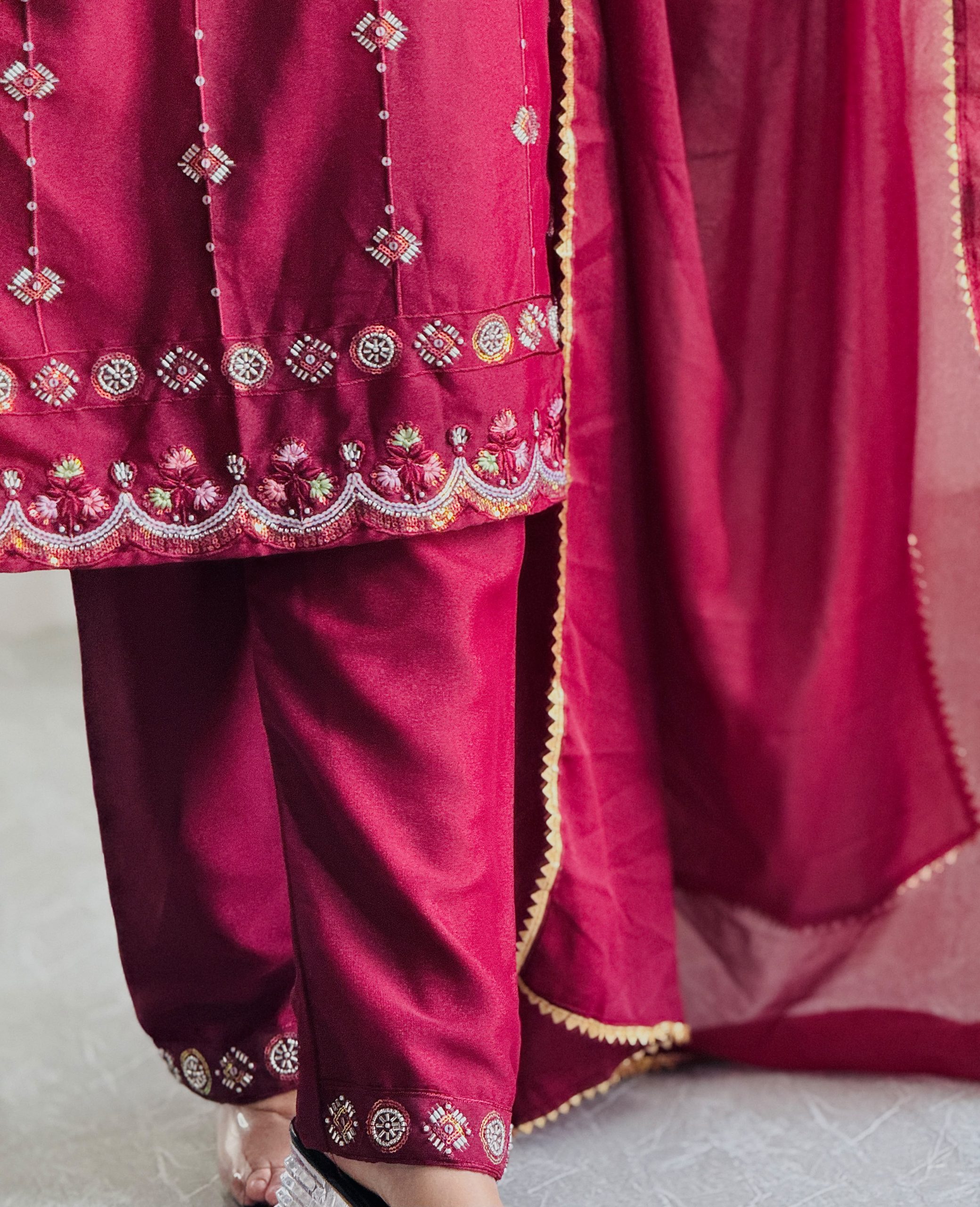 Red Embroidered Suit - Image 3