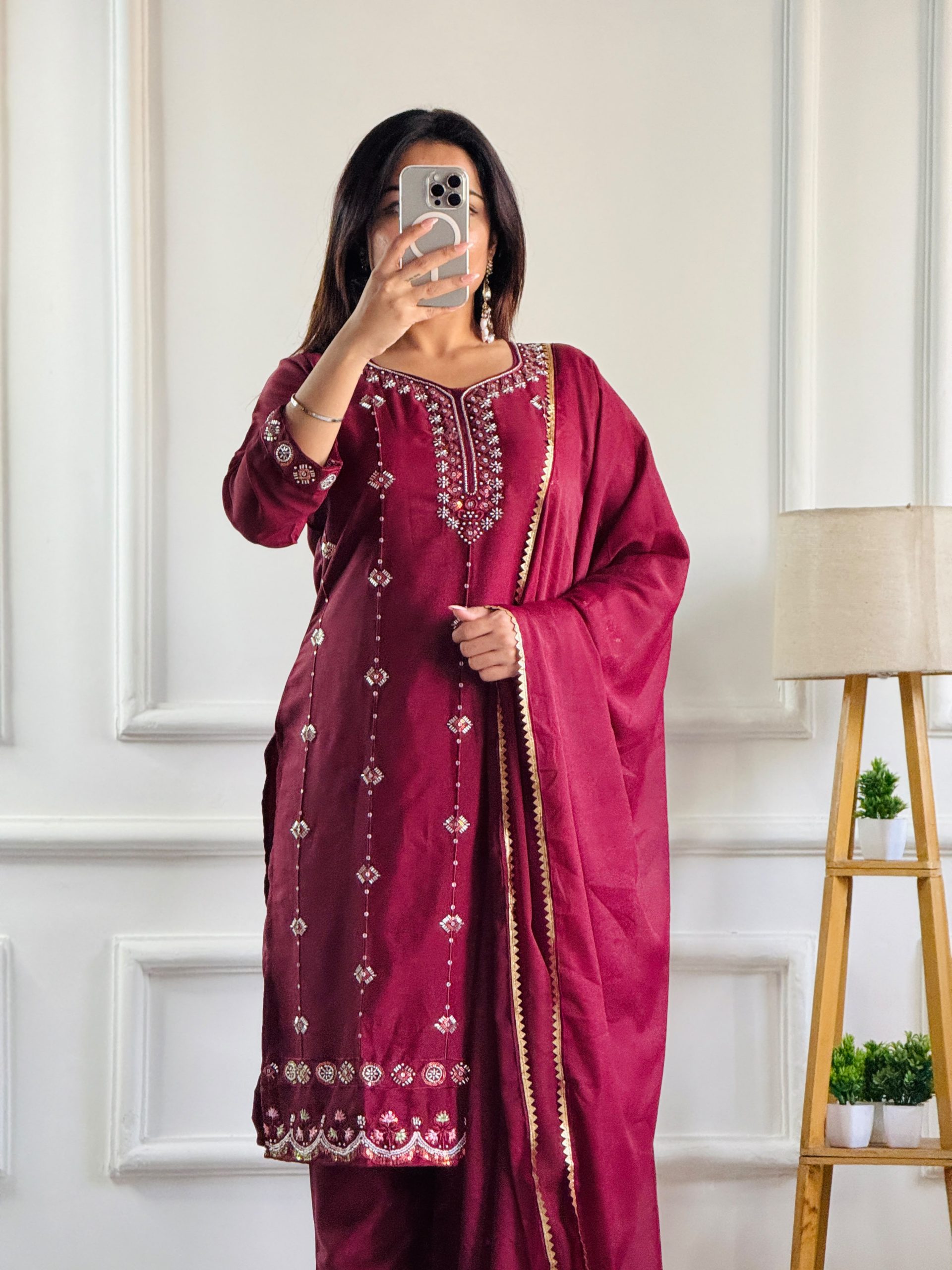 Red Embroidered Suit